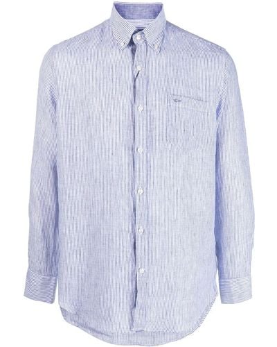 Paul & Shark Stripe-print Linen Shirt - Blue