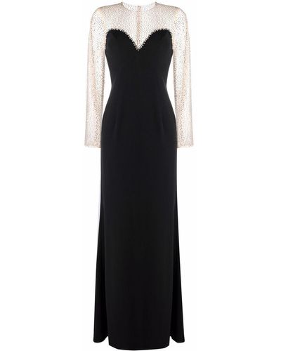 Jenny Packham Tomorrow Never Dies Illusion-bodice Dress - Black