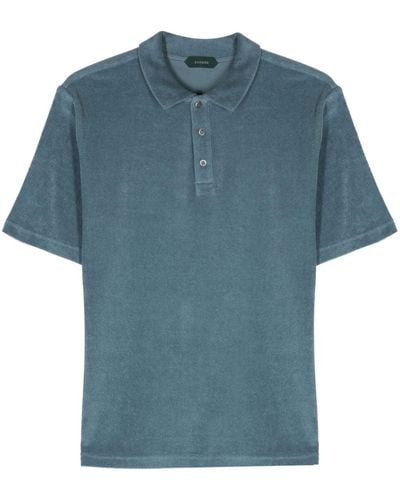 Zanone Terry-cloth Cotton Polo Shirt - Blue