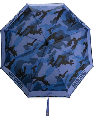 Moschino Paraplu Met Logoprint - Blauw