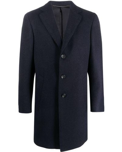 Canali Manteau en laine à simple boutonnage - Bleu