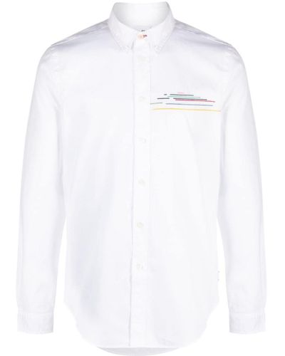 PS by Paul Smith Graphic Stripe-print Cotton Shirt - White