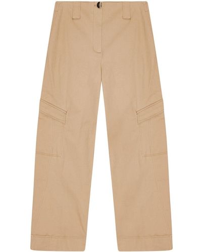 Ganni Mid-rise Cargo Trousers - Natural