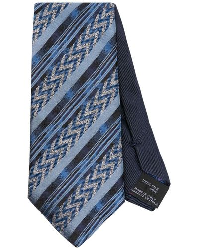 Missoni Mix-pattern Silk Tie - Blue