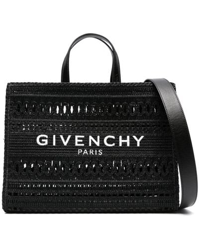 Givenchy G-tote Medium Raffia Bag - Black