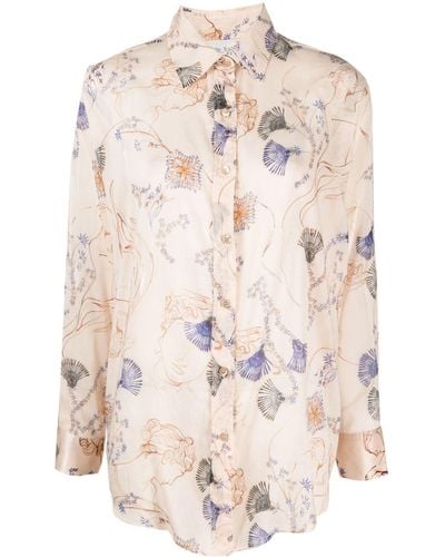 Forte Forte Graphic-print Long-sleeved Shirt - Natural