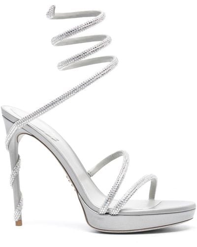 Rene Caovilla Rhinestone-embellished Spiral-bound Sandals - White