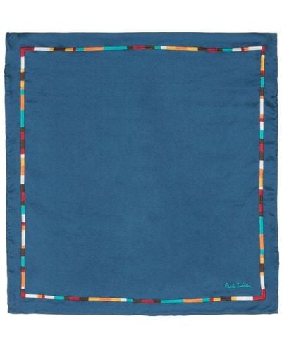 Paul Smith Stripe-embroidered slk scarf - Blau