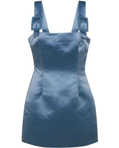 Cynthia Rowley Gigi Satin Crystal Mini Dress - Blue