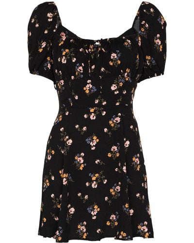 Reformation Mini-jurk Met Bloemenprint - Zwart
