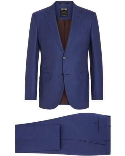Zegna Centoventimila Single-breasted Wool Suit - Blue