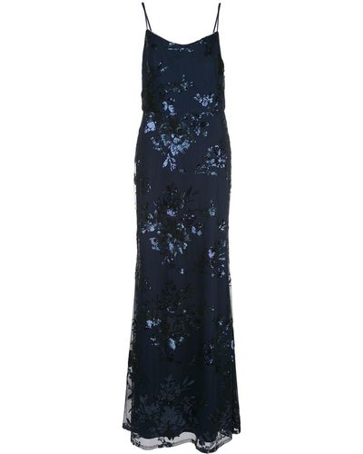 Marchesa フローラルスパンコール ドレス - ブルー
