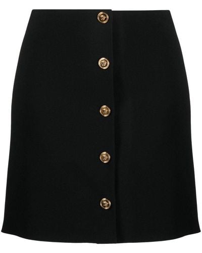 Versace Minifalda con botones Medusa - Negro
