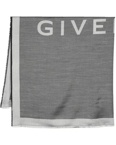 Givenchy Logo-jacquard Silk-wool Scarf - Grey