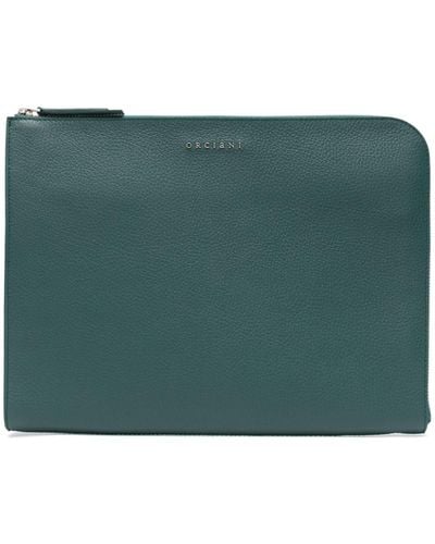 Orciani Micron Leather Briefcase - Groen