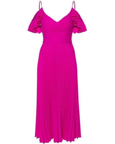 Nissa Crystal-embellished Pleated Dress - Pink
