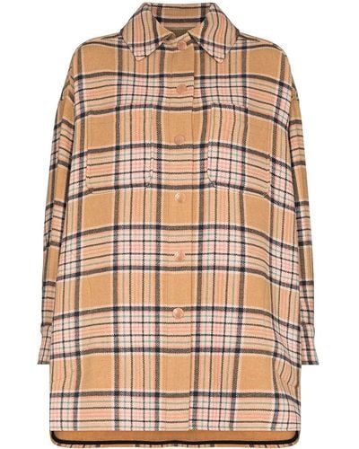 See By Chloé Check-pattern Oversized Shirt Coat - Natural