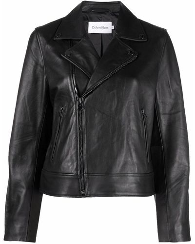 Calvin Klein Chaqueta biker con parche del logo - Negro