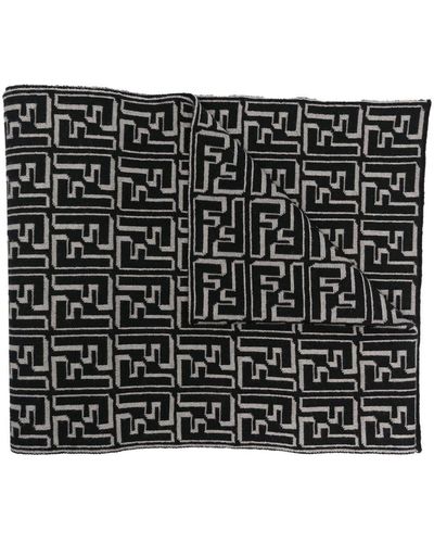Fendi Ff-monogram Knit Scarf - Black