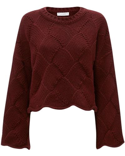 JW Anderson Basket-weave Cropped Sweater - Red