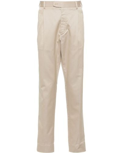 Brioni Slim-fit Cotton Tailored Pants - Natural