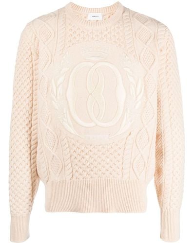 Bally Logo-embroidered Cable-knit Jumper - Natural