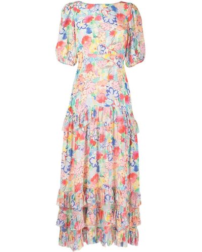 RIXO London Women's Shireen Goan Floral Dress - White