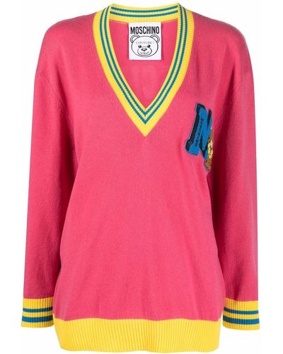 Moschino Teddy Bear Colour-block Sweater - Pink