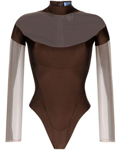 Mugler Illusion Long-sleeve Bodysuit - Brown