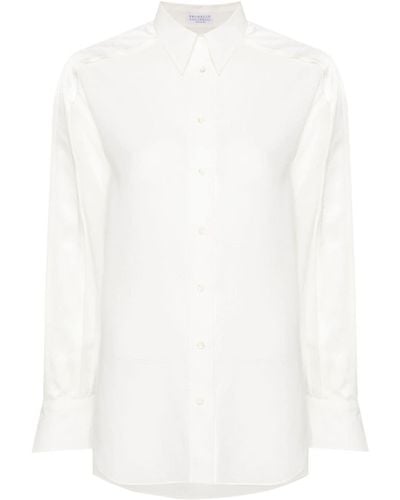 Brunello Cucinelli Twill Cotton Shirt - White