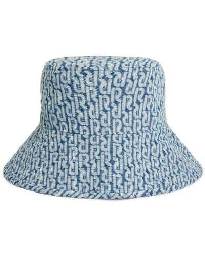 Rabanne Monogram-pattern Denim Bucket Hat - Blue