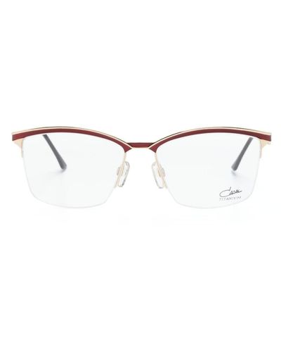 Cazal Eckige Brille mit Logo-Gravur - Weiß