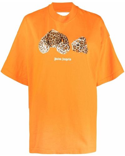 Palm Angels T-shirt Met Grafische Print - Oranje