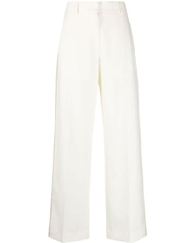 Palm Angels Pants With Side Band - White