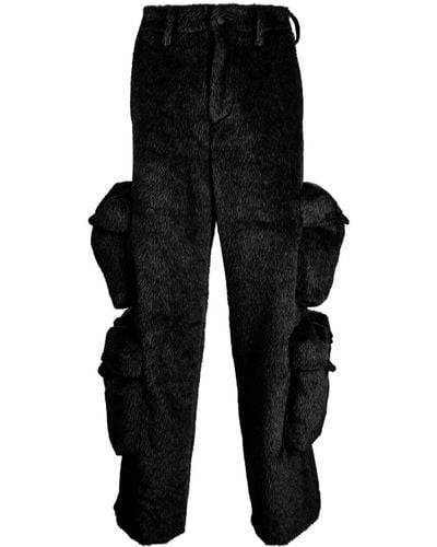 Amiri X Browns Black Faux-fur Cargo Pants - Men's - Viscose/wool/alpaca