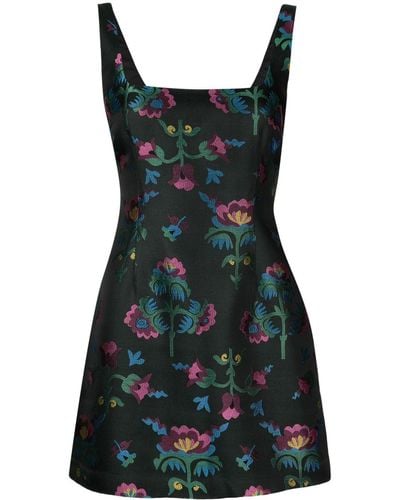 Cynthia Rowley Floral-jacquard Sleeveless Minidress - Black
