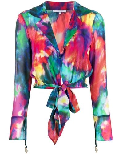 Patrizia Pepe Tie Dye-print Cropped Shirt - Multicolour