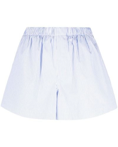 Wardrobe NYC Elasticated-waistband Striped Cotton Shorts - Blue