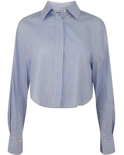 Jonathan Simkhai Chemise crop Renata en coton à rayures - Bleu