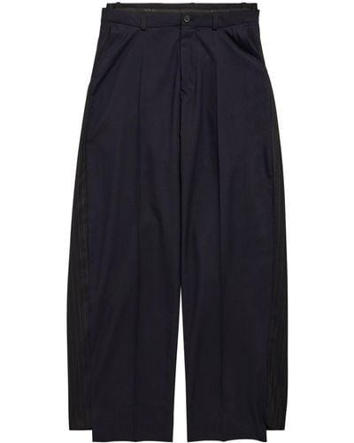 Balenciaga Patched Hybrid Wool Skater Trousers - Blue