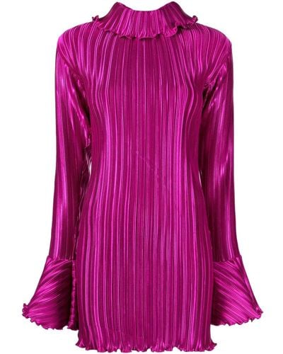 L'idée Long-sleeve Plissé Minidress - Purple