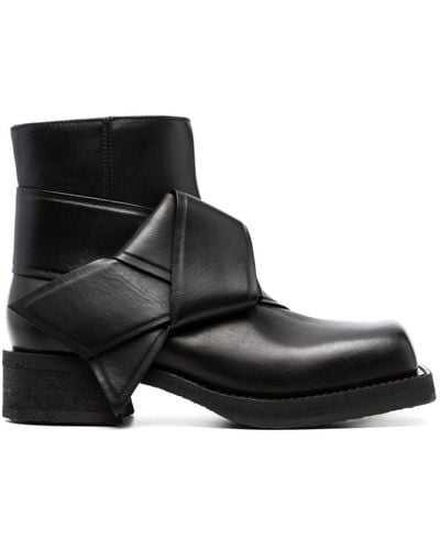 Acne Studios Knot-detail Leather Ankle Boots - Black