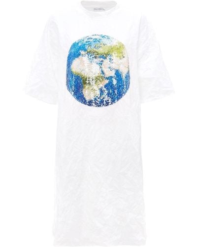 JW Anderson Sequin-globe T-shirt Dress - Blue