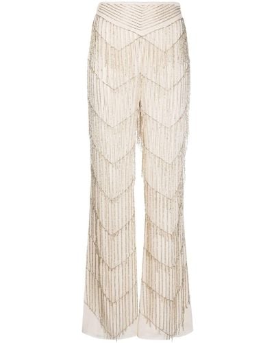 Forte Forte Fringed Beaded Wide-leg Trousers - Natural