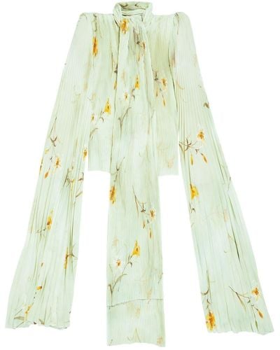 Balenciaga Bluse mit Blumen-Print - Weiß