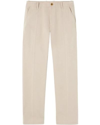 Versace Pantalones rectos con logo bordado - Neutro