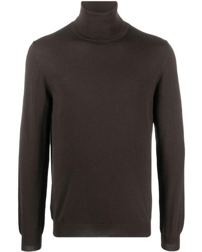 Zanone Roll-neck Fine-knit Sweater - Black