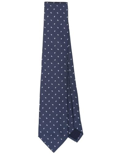 Corneliani Krawatte aus Seide mit Stickerei - Blau
