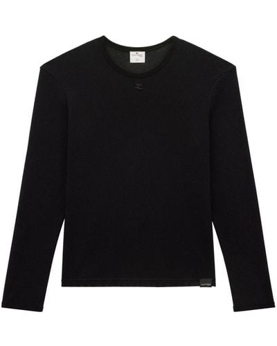 Courreges Mesh Long Sleeves T-shirt - Black