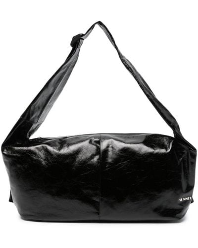 Sunnei Crinkled-leather Shoulder Bag - Black